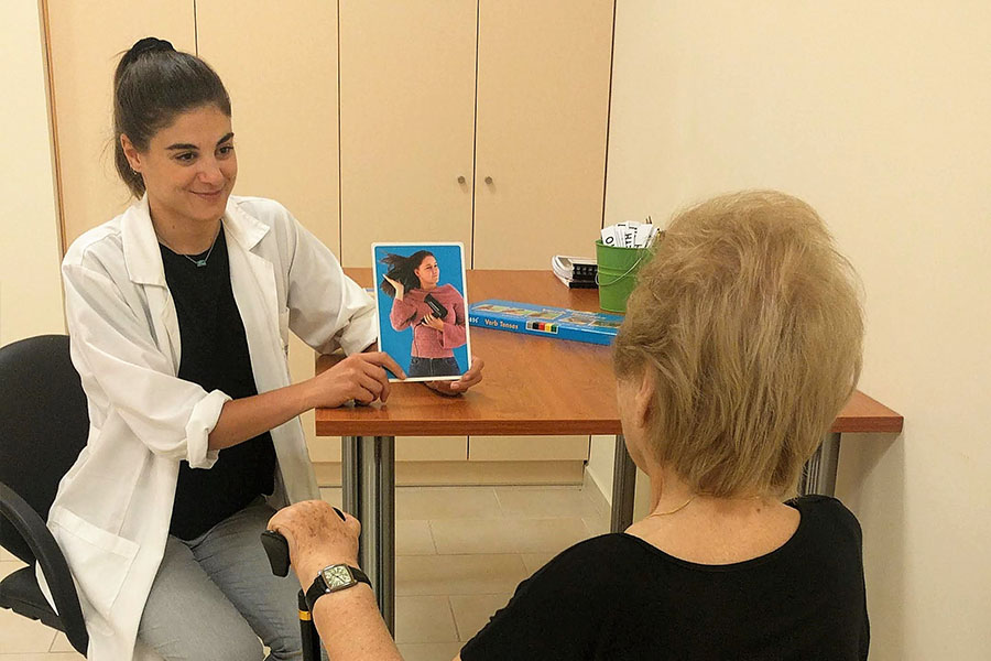 patient doing speech therapy